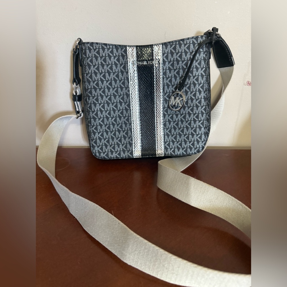 Michael Kors Monogram Black and White Crossbody Bag